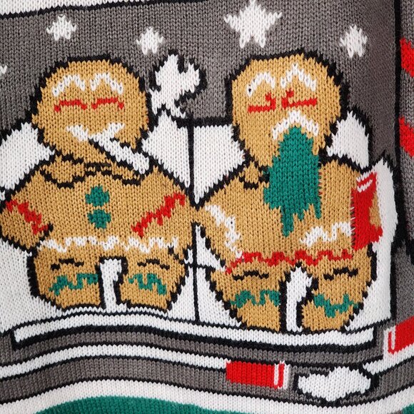 Bluenotes Gingerbread Funny Print Crewneck Ugly Christmas Sweater - Picture 2 of 7